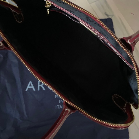 Arcadia polo red patent leather Italian satchel bag - Picture 12 of 13